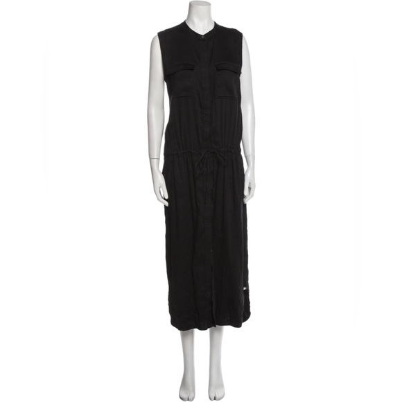 Vince Long Dress Black Linen/Viscose/Elastane Sz Small - Picture 1 of 8